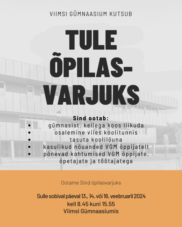 Read more about the article Tule VGMi õpilasvarjuks!