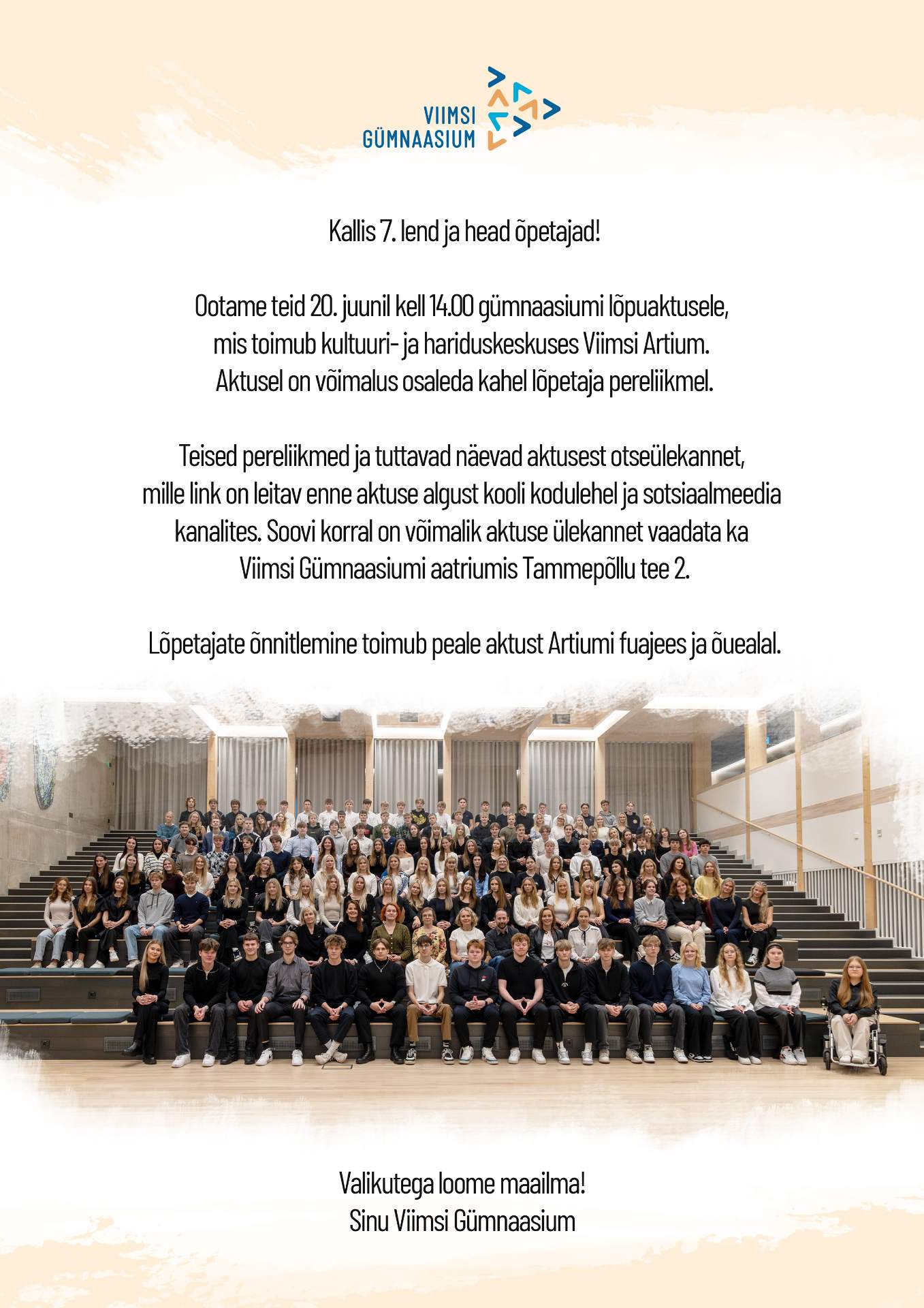Lõpuaktus 20. juunil kell 14.00